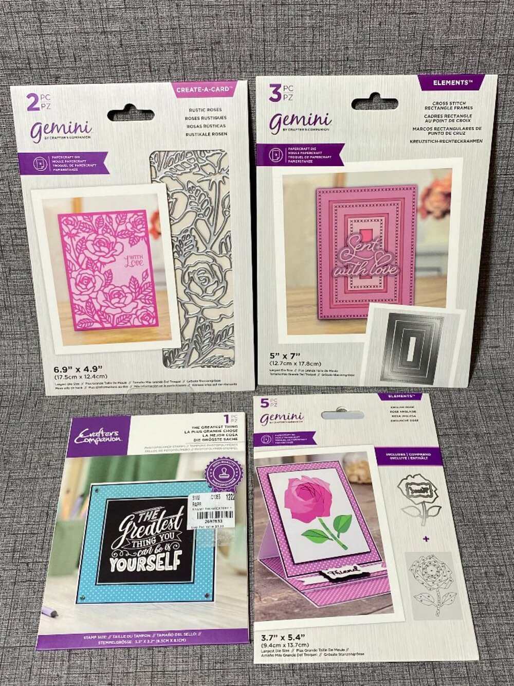 NEW Crafters Companion 4pc Lot English Rose Rustic Roses Cross Stitch Die Stamp